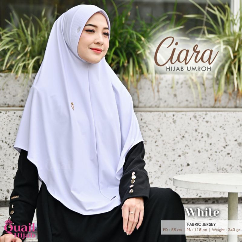 Ciara Hijab Jilbab Bergo Pad Ped Busa Bahan Jersey Premium Syari Warna Hitam Putih Polos Untuk Ibada
