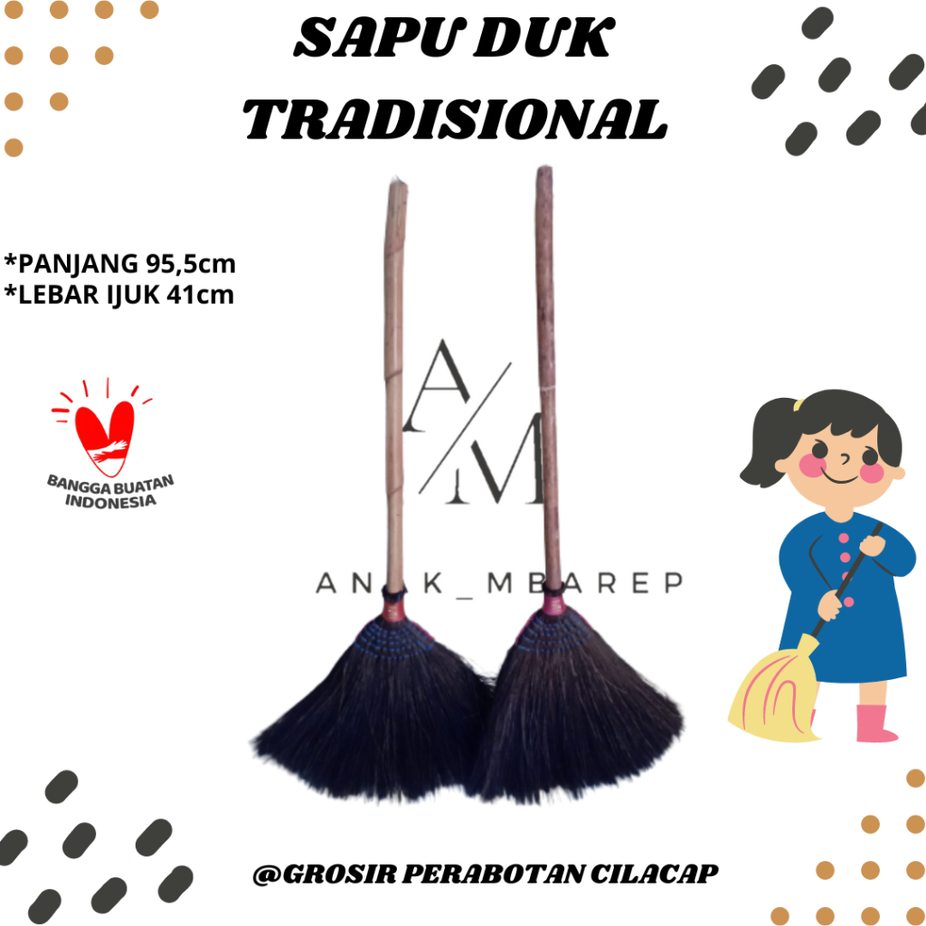 (PROMO MURAH) SAPU LANTAI BAHAN IJUK DUK GAGANG ROTAN / SAPU IJUK ANTI RONTOK / SAPU IJUK MURAH