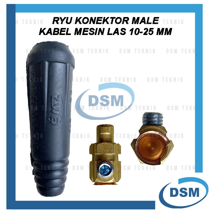 RYU KONEKTOR MALE KABEL MESIN LAS LISTRIK 10 - 25 MM CONNECTOR PLUG