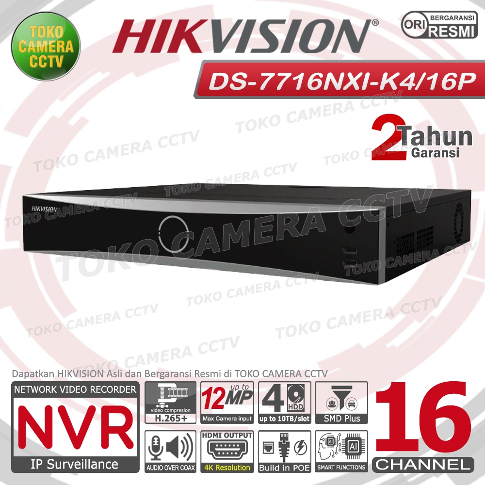 NVR 16 CHANNEL HIKVISION NVR 16CH POE 12MP 4HDD