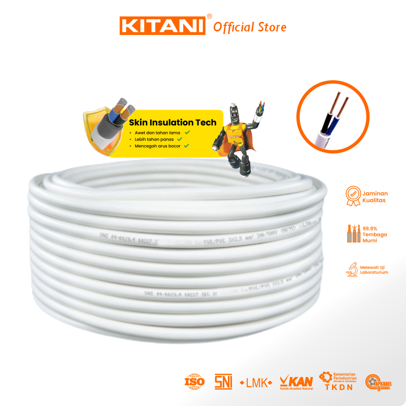 KITANI - NYM 2x2.5 mm² -  Kabel Tembaga Kawat - 100 Meter