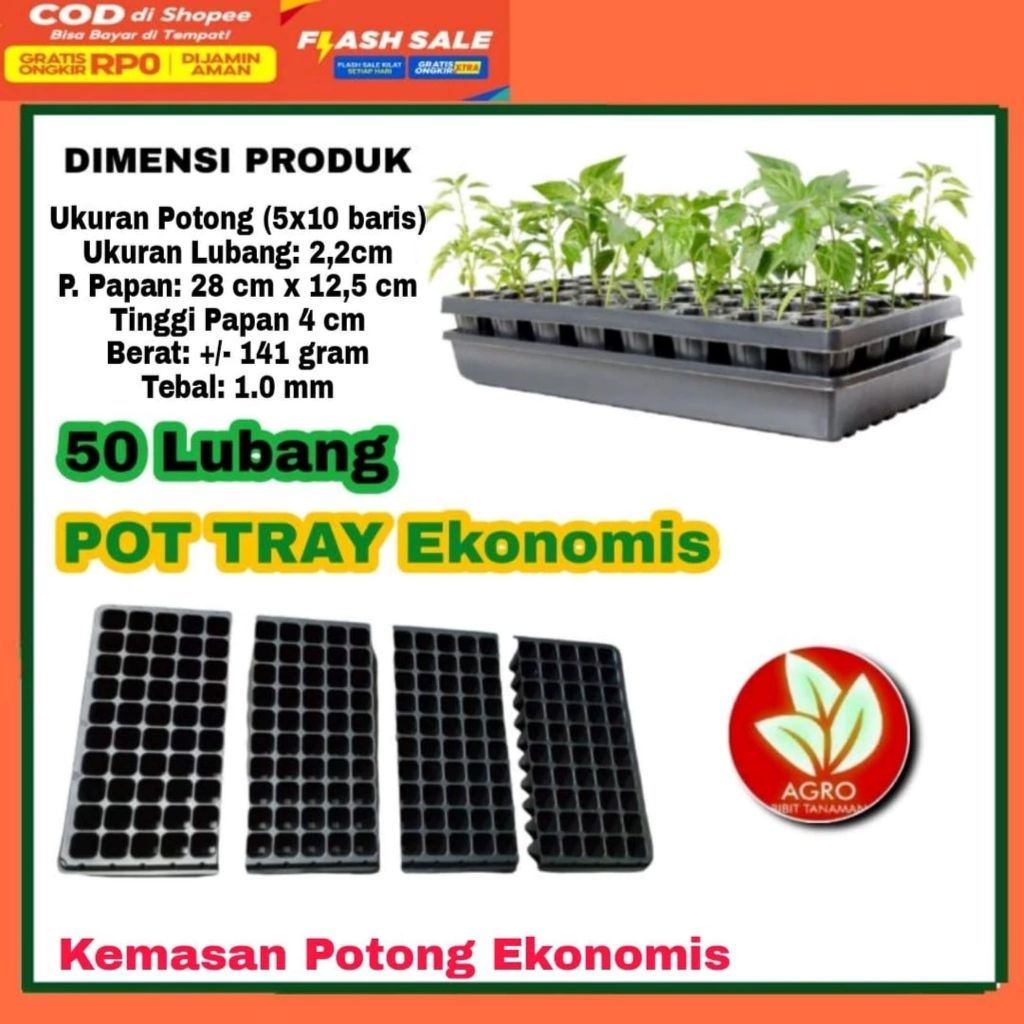 Pot Tray Semai Benih 50 - 100 Lubang Kemasan PotongTebal Kuat Kemasan Ekonomis