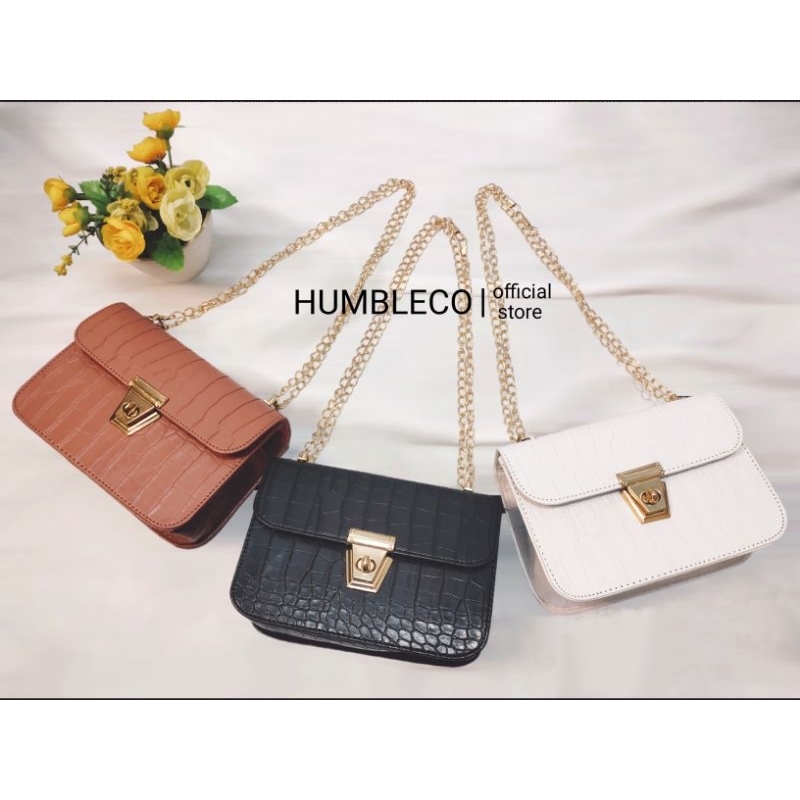 HUMLECO tas rantai wanita simple elegant kekinian bisa diselempang TAS WANITA RANTAI