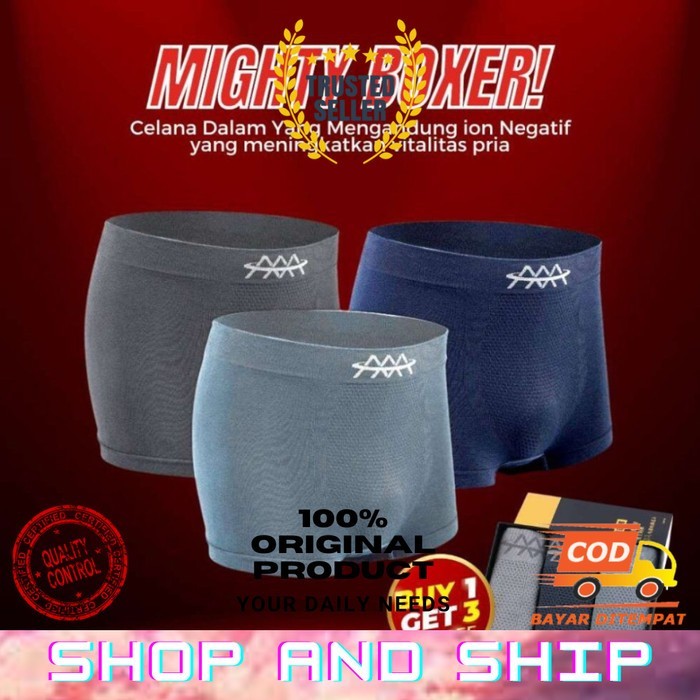 Celana Dalam Boxer 5D Magnetic 3PCS Kesehatan Vitalitas Pria ORIGINAL SAS