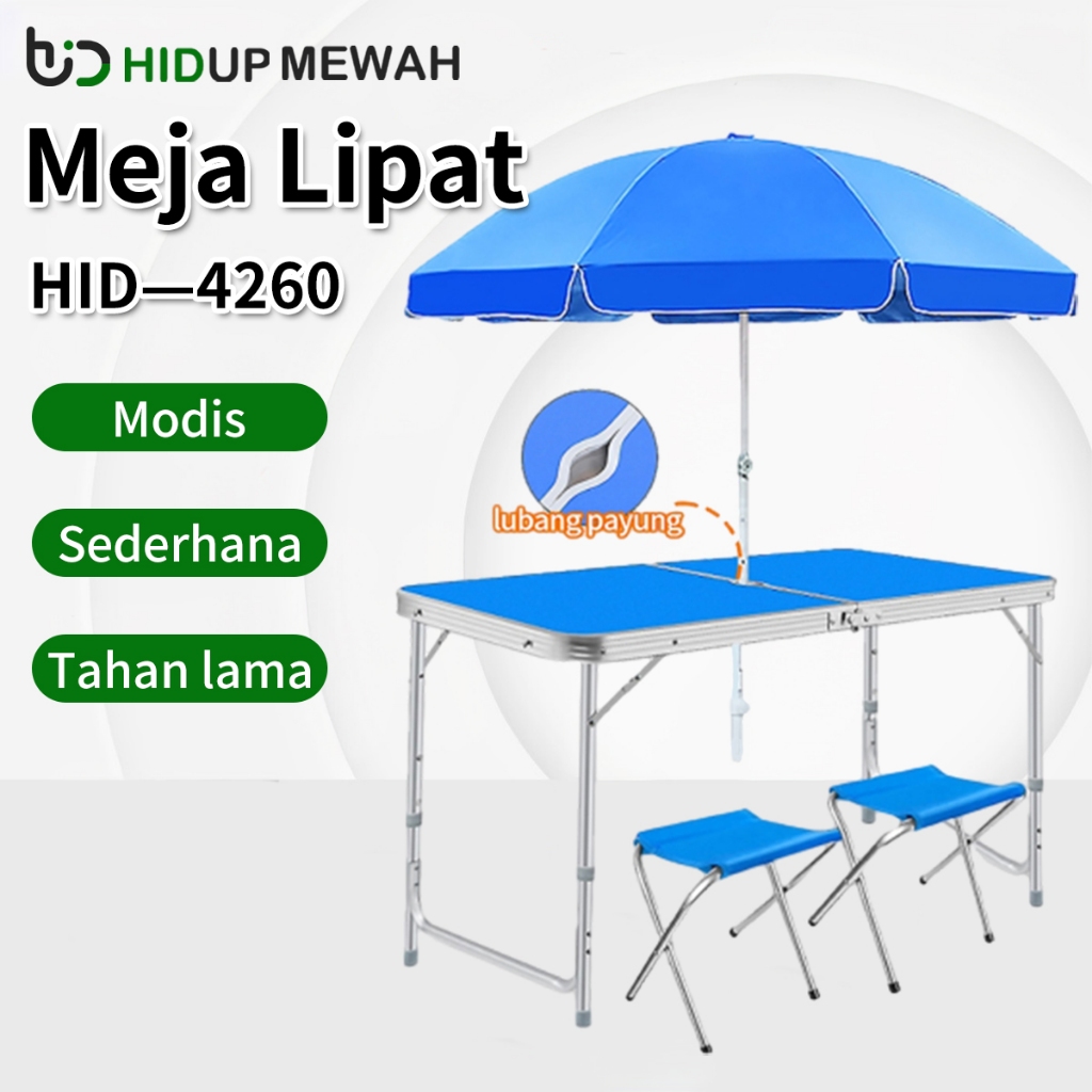 Meja Lipat Jualan Lubang Tengah Meja Makan Lipat Set Koper Camping Outdoor Portable