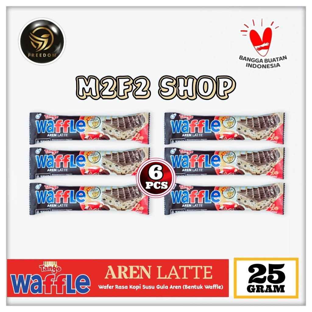 Tango Waffle Aren Latte | Wafer Krim Kopi Susu Gula Aren Sachet - 25 gr (Kemasan 6 Pcs)