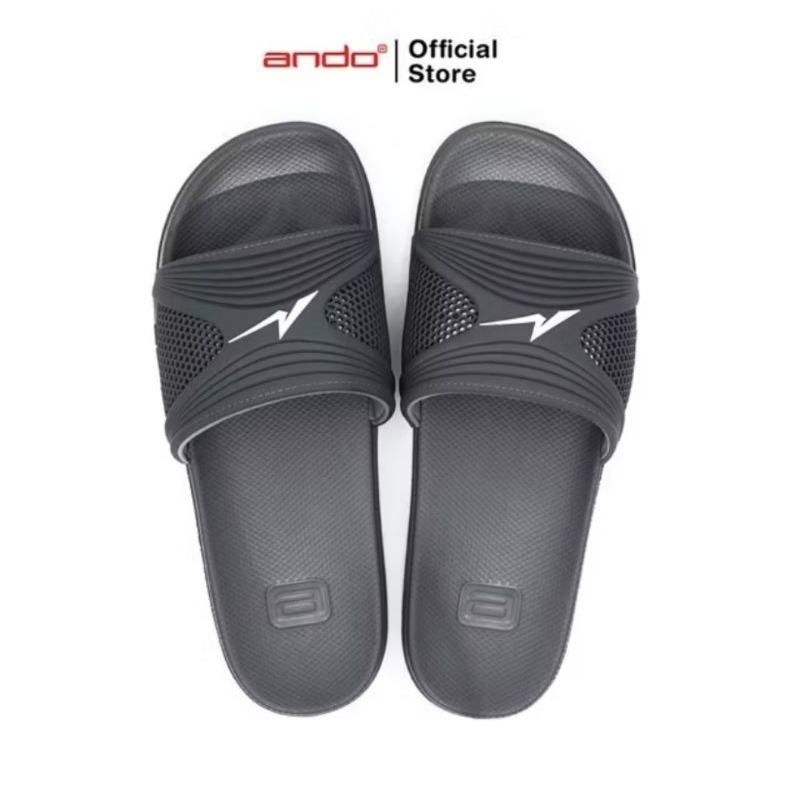 ANDO - Sandal Selop Karet Pria Joss 02 (Abu-abu Putih)