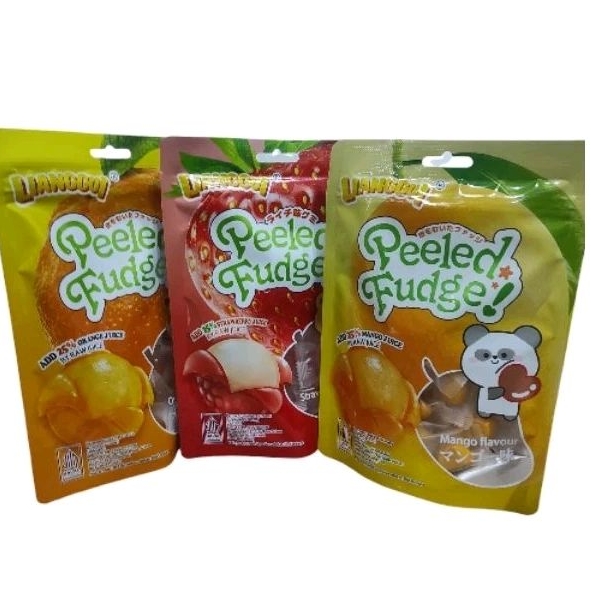 

Lianggui peeled fudge orange gummy permen lunak rasa buah jeruk mangga strawberry cemilan snack imlek 108gr