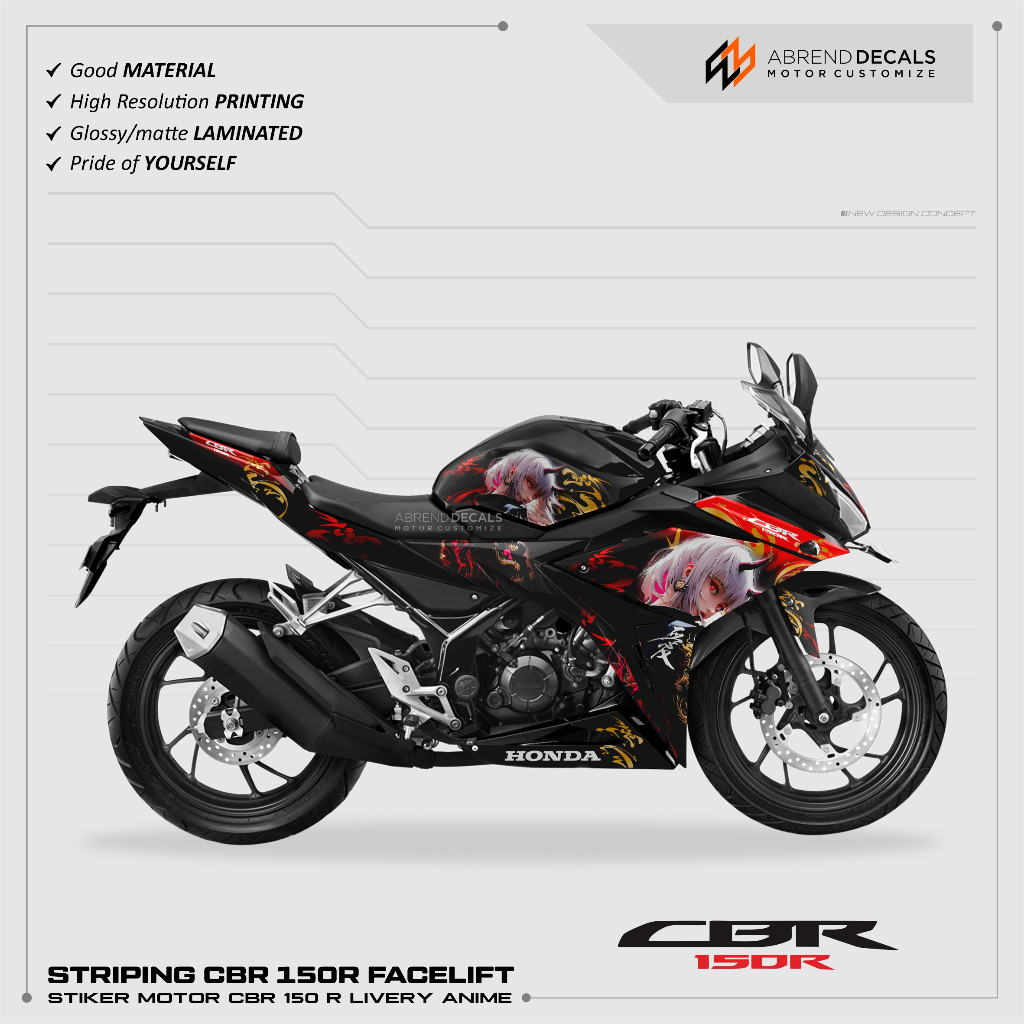 STRIPING CBR 150 R FACELIFT ANIME REQUEST / STIKER MOTOR HONDA CBR K45G/K45N / STIKER CBR 150R