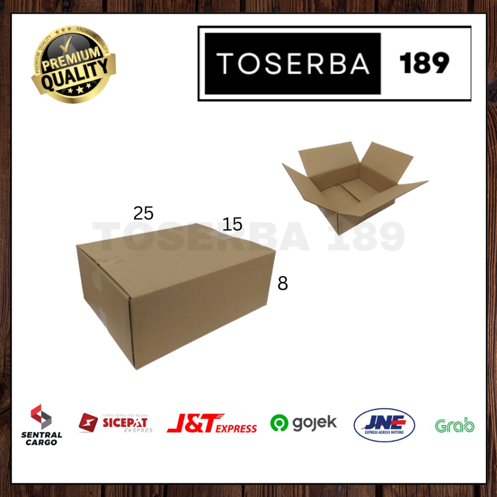 

kotak kardus box packing uk 25x15x8 SHEET POLOS