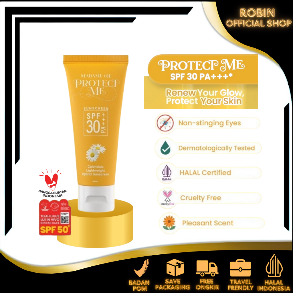 RN - [BPOM] Madame Gie Protect Me Sunscreen SPF 30 PA +++* Calendula / Skincare Sunblock Sunscreen