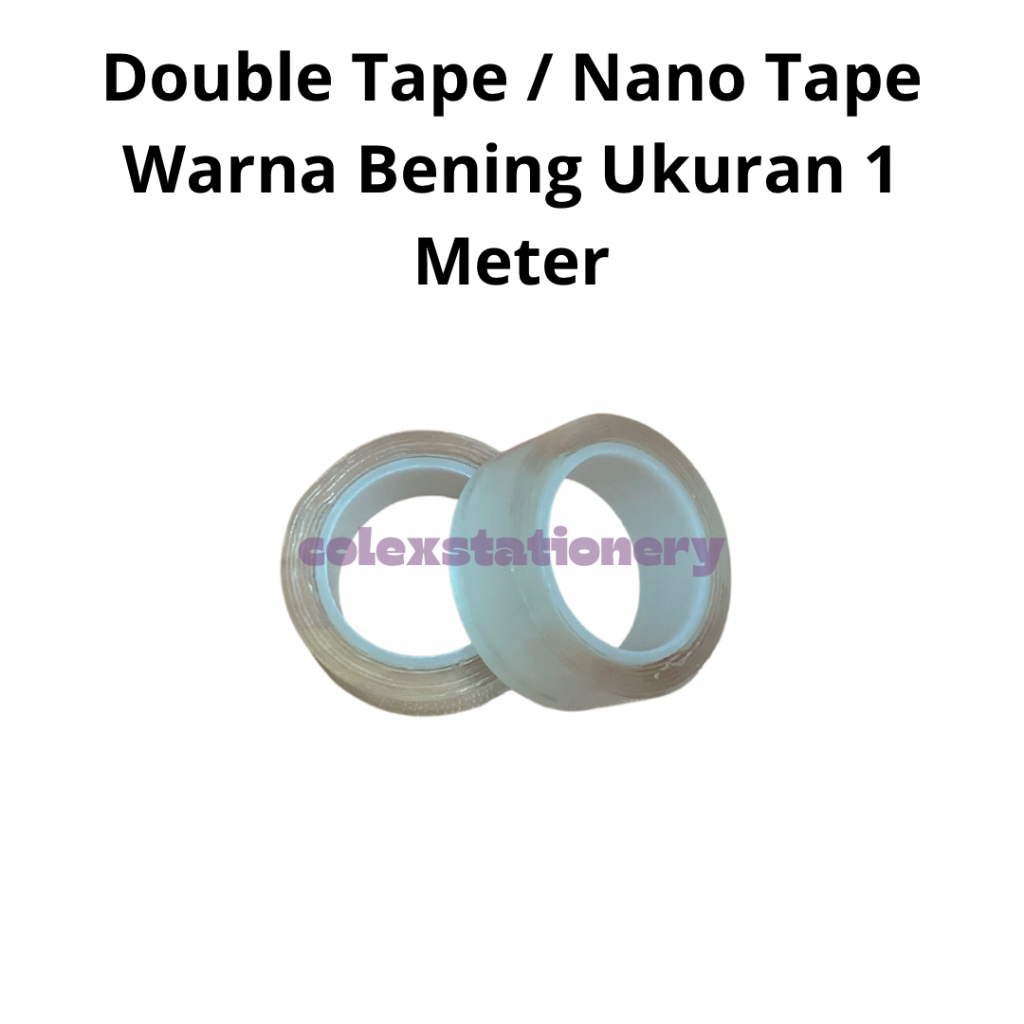 

Double Tape 2 Sisi / Nano Tape Perekat 2 Sisi Tebal Warna Bening Ukuran Kecil 1 Meter Goldpack