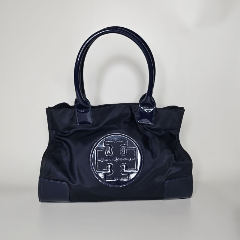 Preloved Tory Burch Nylon Ella Tote Bag Navy Blue