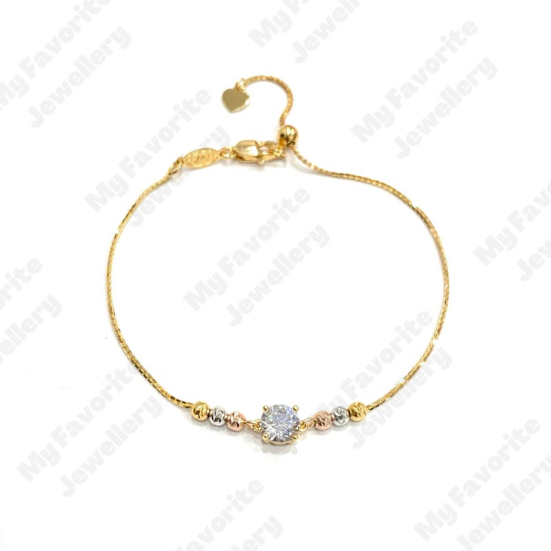 Gelang Serut Solitaire Emas Asli Kadar 700