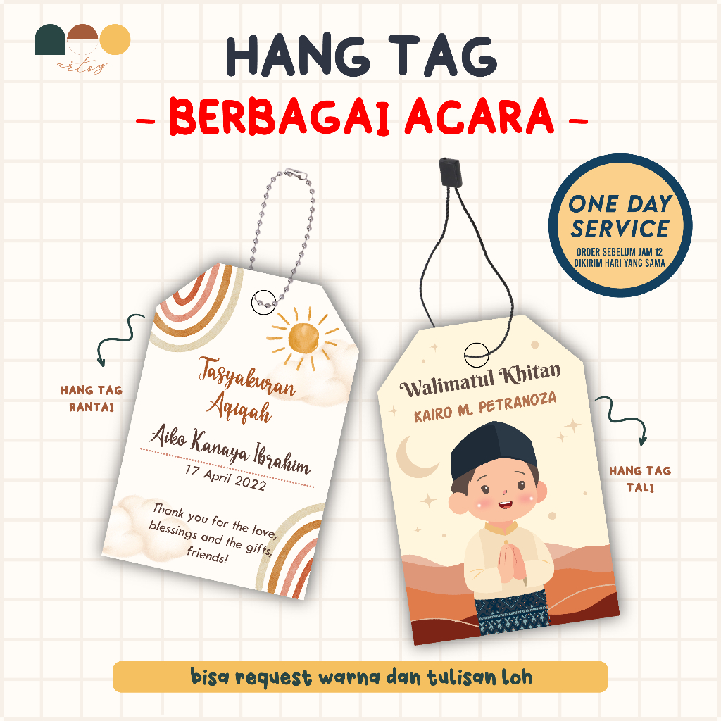 Hang Tag Ulang Tahun Anak Custom - Hang Tag Khitan Anak Custom