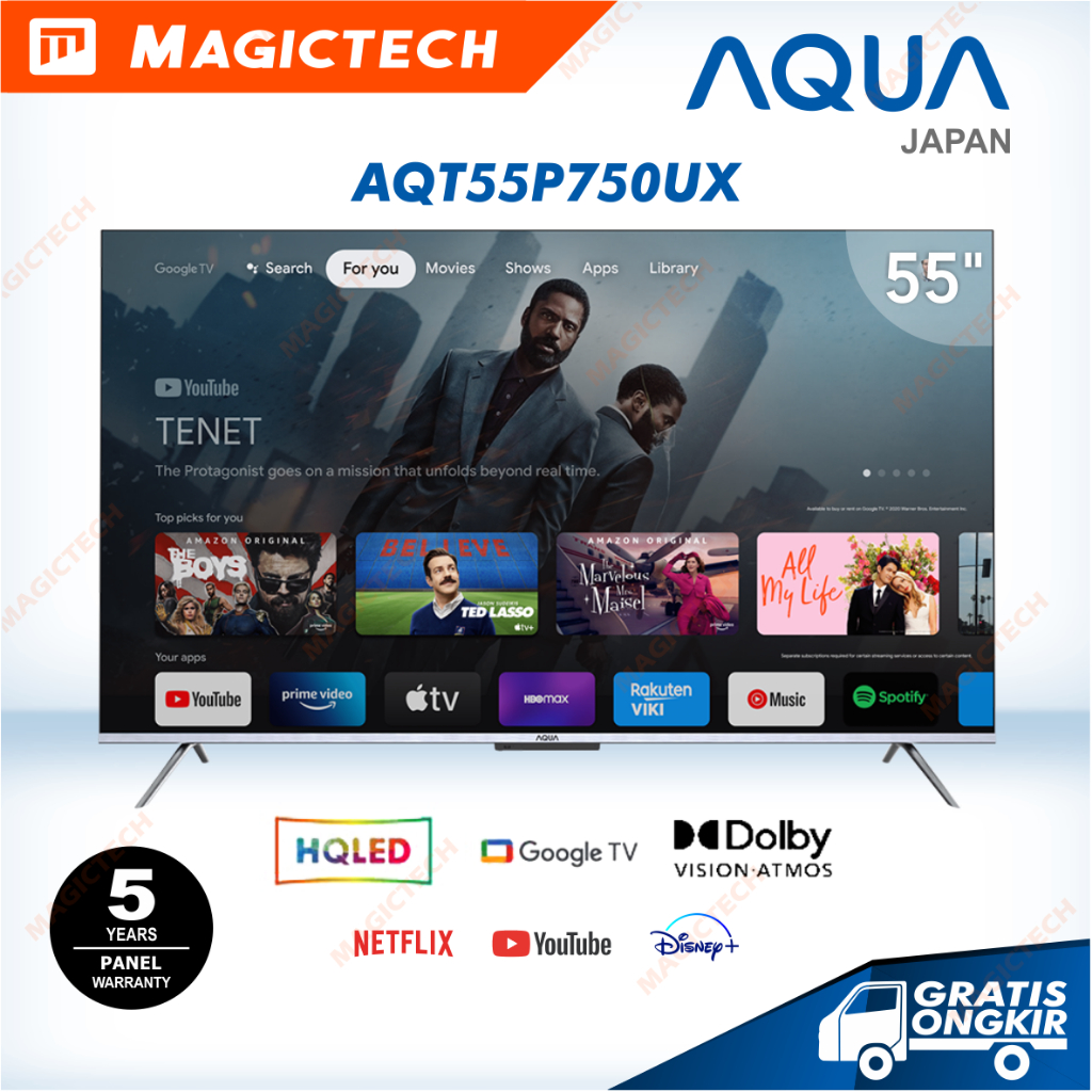 TV AQUA HQLED 55 Inch / 55" AQT55P750UX SMART GOOGLE TV 4K UHD HDR DOLBY ATMOS