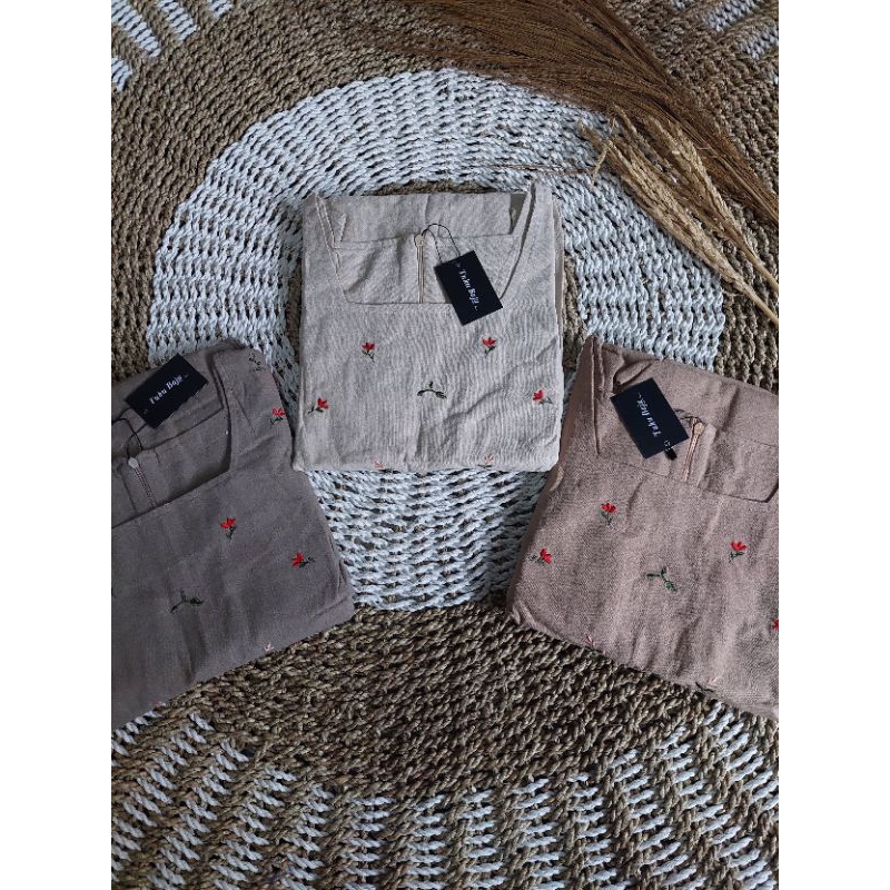 Dress Kayla motif rose bordir premium