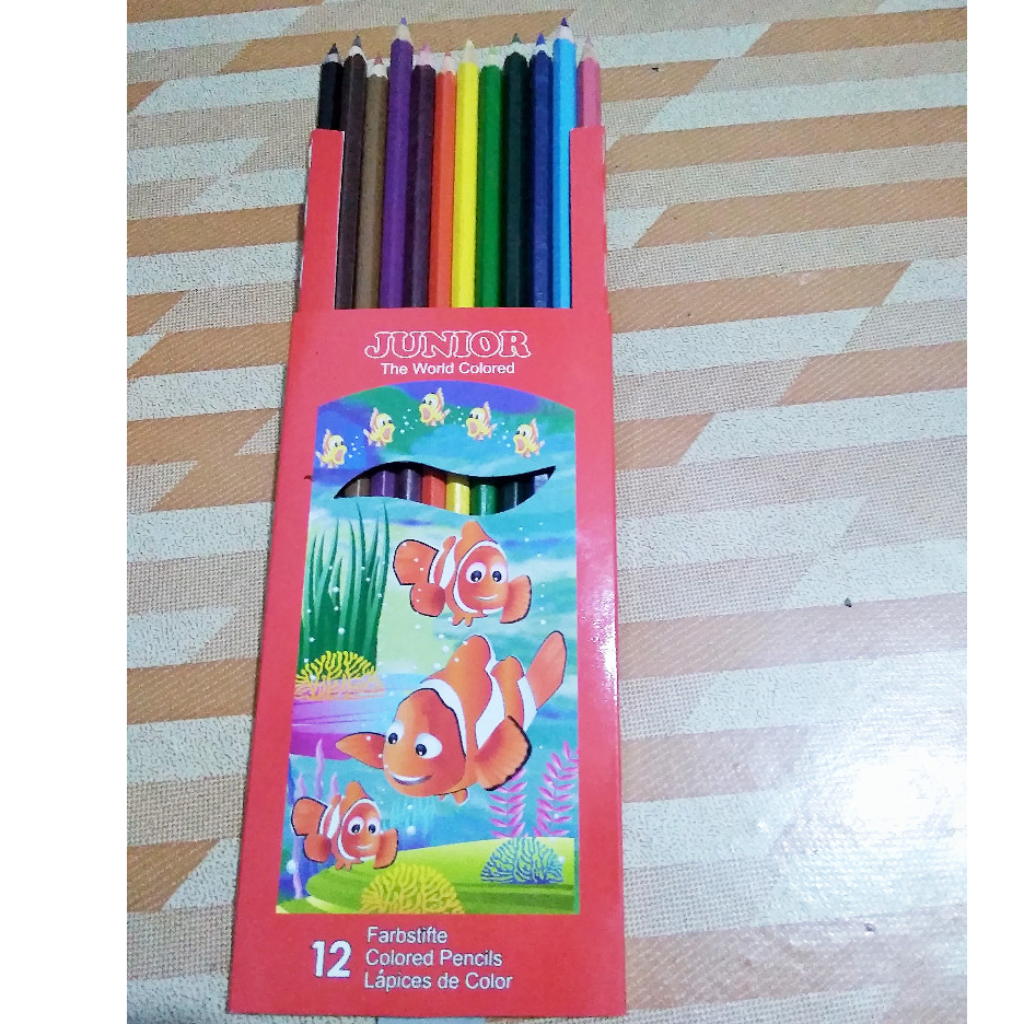 

Pensil 12 warna panjang dan pendek merek JUNIOR