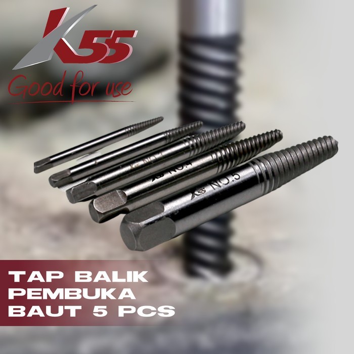 Tap Balik Pembuka Baut Rusak/Screw Extractor Set Merk K55