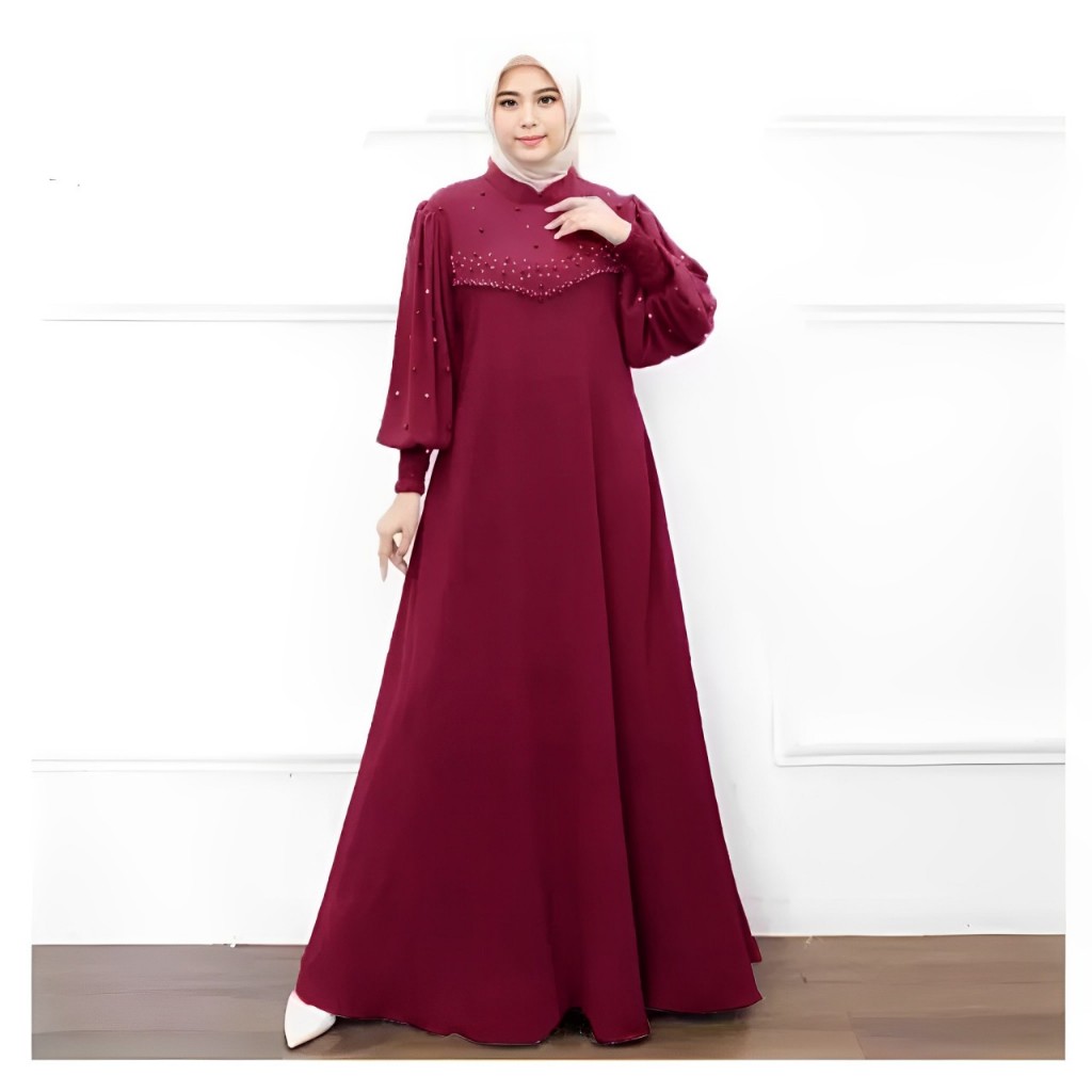 Firlya Dress Gamis Crinkle Premium Motif Mutiara Jumbo / Gamis Kondangan Jumbo Dewasa