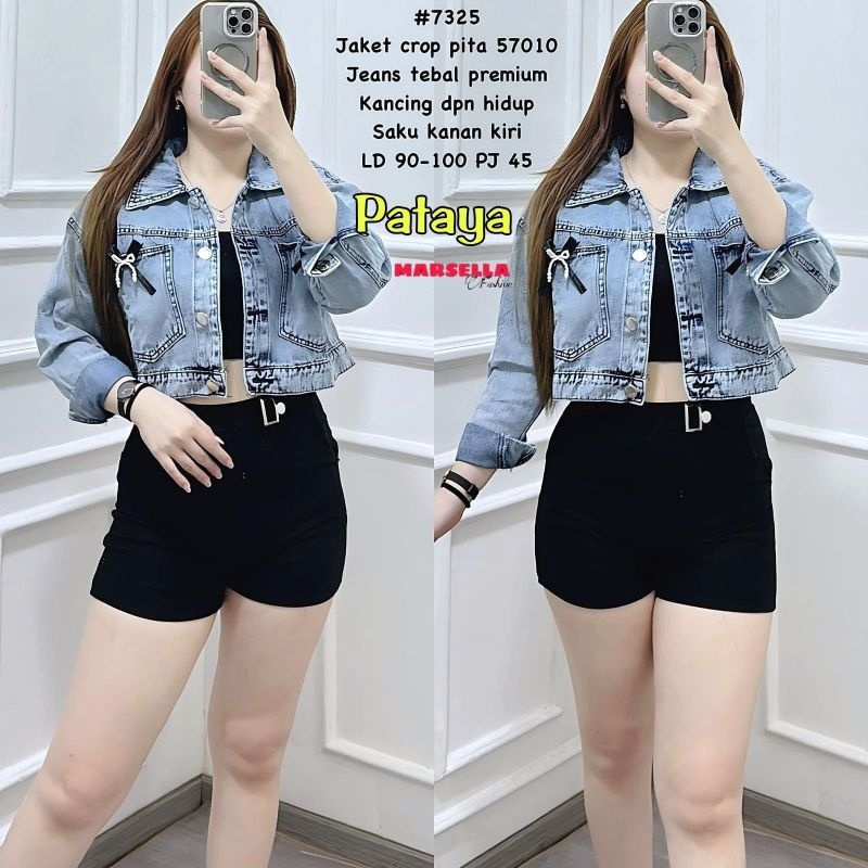 PATAYA JACKET JAKET DENIM WANITA JUMBO CASUAL BAHAN JEANSWASH SNOW IMPORT LD 130 CM FIT XXL