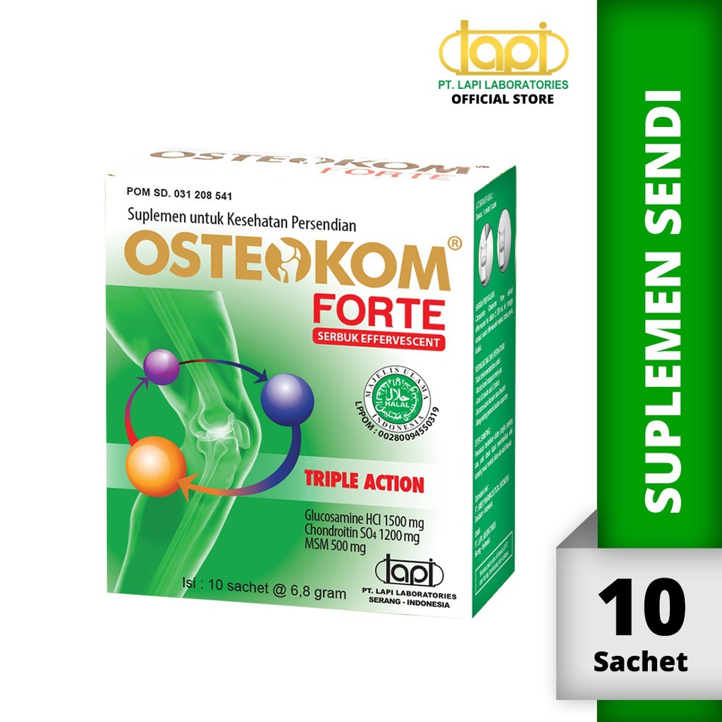 Osteokom Forte 10 Sachet - Osteokom GCM Forte - Kesehan Sendi Pengapuran Persendian