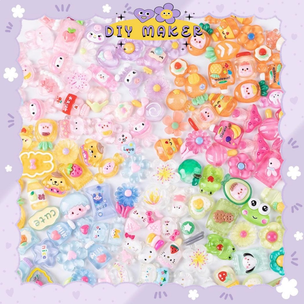 

DM 1 Pcs Aksesoris Resin Clay 3D Buat Dekor DIY Stiker 3D Warna Warni Lucu Cantik Untuk Case HP DIY