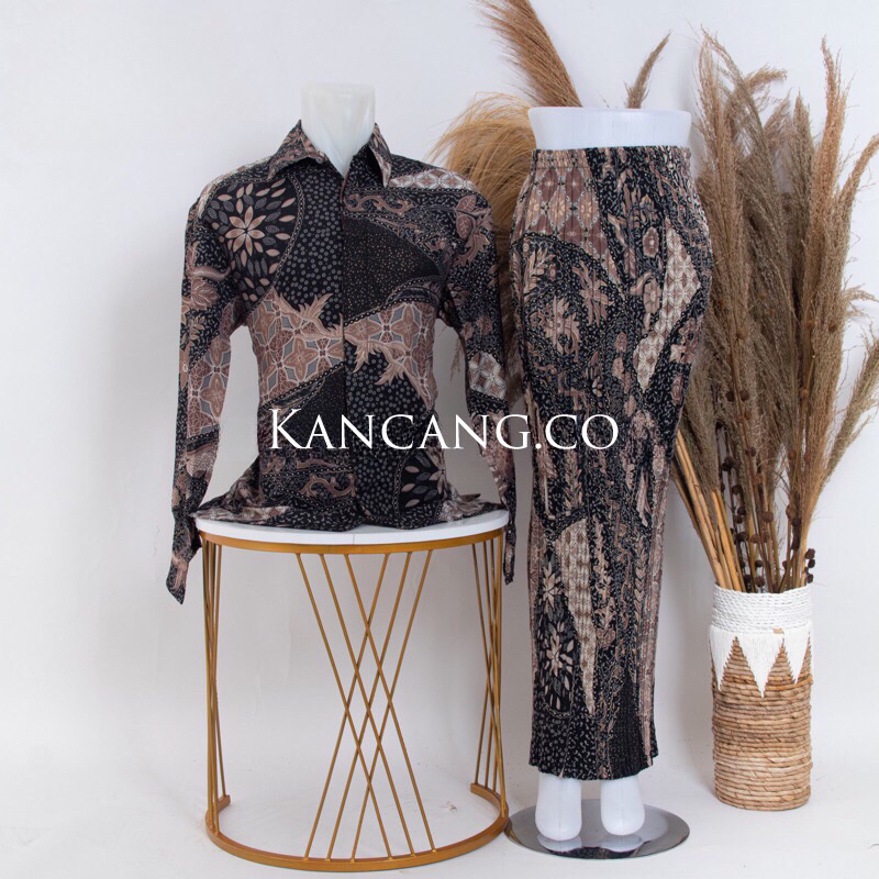 BATIK COUPLE / BATIK COUPLE PASANGAN / ROK PLISKET BATIK / BATIK LENGAN PANJANG / BATIK COUPLE ROK P