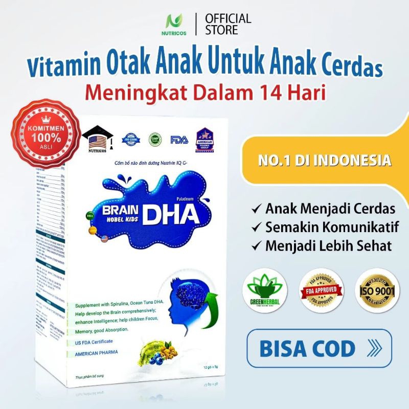 BRAIN DHA VITAMIN NUTRISI OTAK ANAK CERDAS BRAIN KID, DHA Pengembangan Otak Anak - DHA BRAIN KID Asl