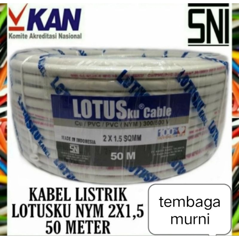 kabel listrik nym kawat tembaga murni 2x1.5 SNI