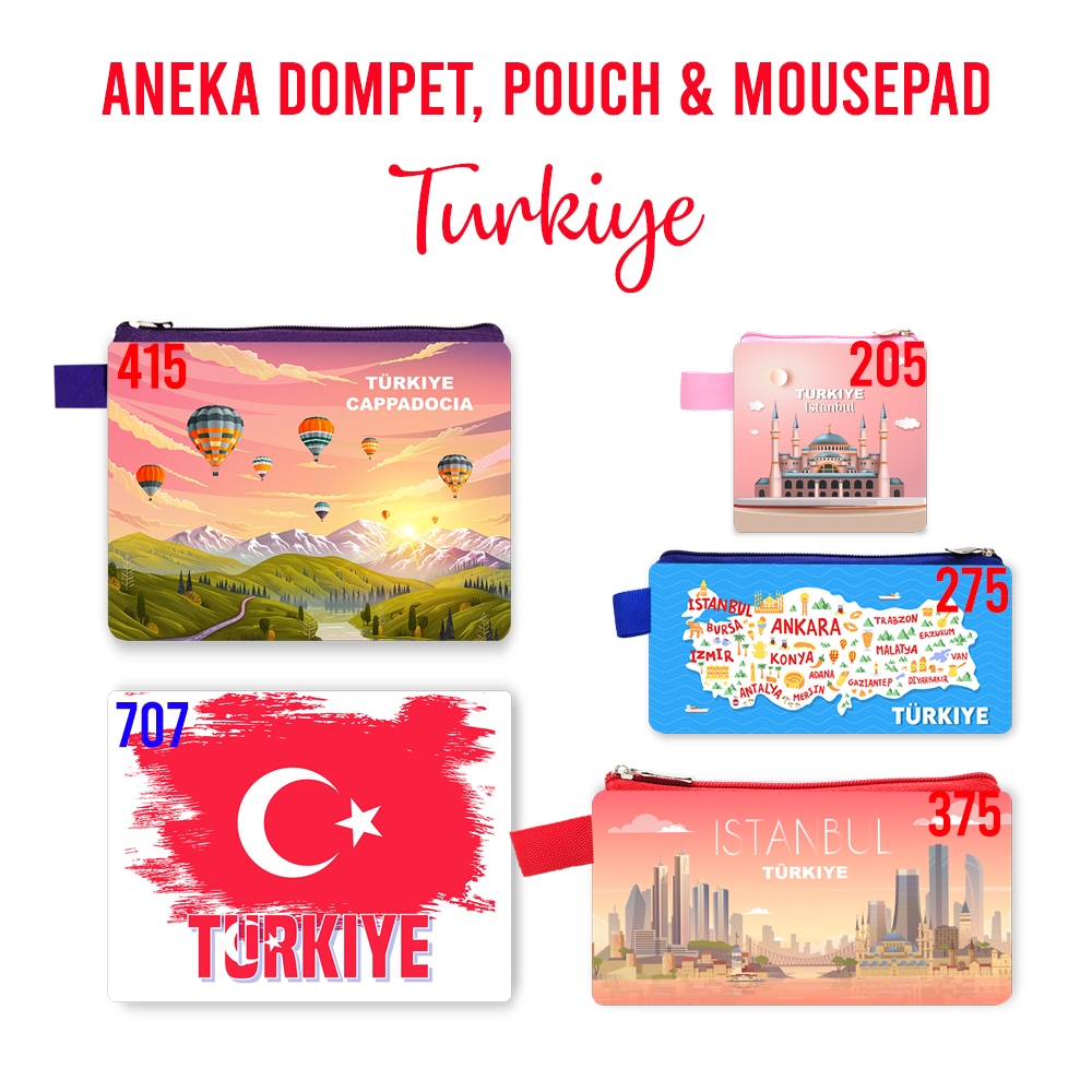 Turkiye Turki Souvenir Dompet Pouch Mouse Pad Pin Magnet Gantungan Kunci Landmark Oleh Oleh Negara T