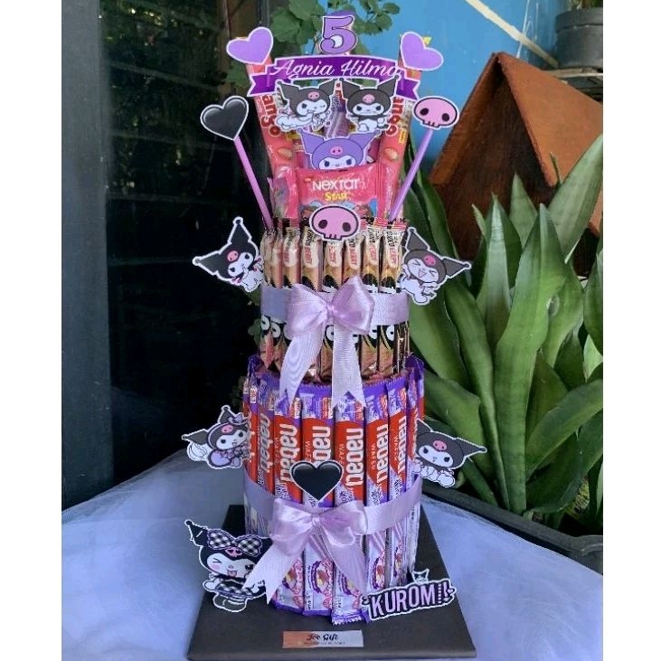 

Snack tower karakter Kuromi/cake snack Kuromi/hadiah ultah anak