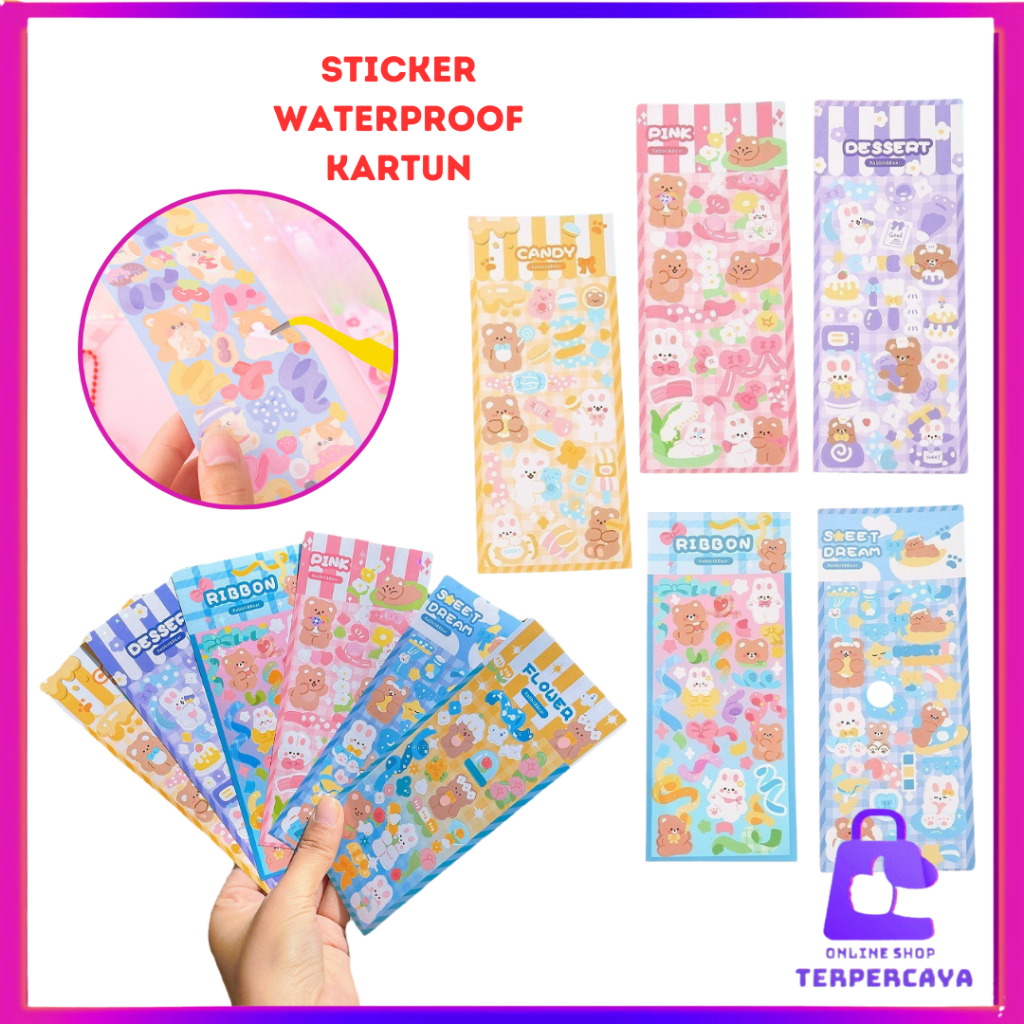 

OST STICKER WATERPROOF KARTUN BEAR RABBIT HOLOGRAM STIKER MOTIF KARTUN BERUANG DAN KELINCI KOREA LUCU ANTI AIR DEKORASI HANDBOOK SCRAPBOOK DIY STICKER BOTOL MINUM TUMBLR VIRAL LUCU MURAH CANTIK