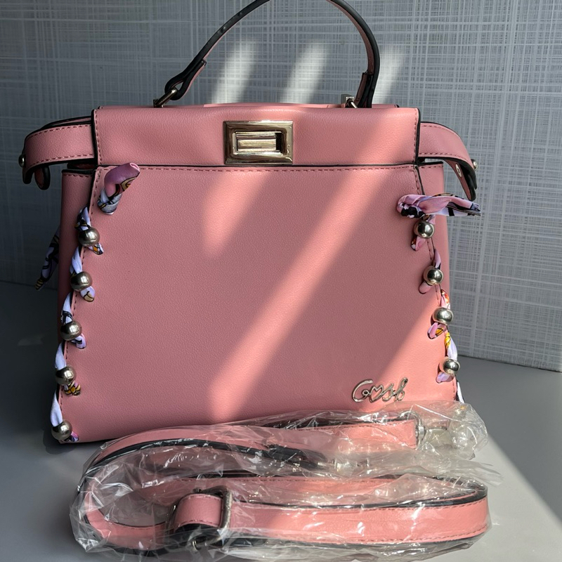GOSH | [PRELOVED] Baby Pink Leather Bag with Ribbon Hand Bag Sling Bag