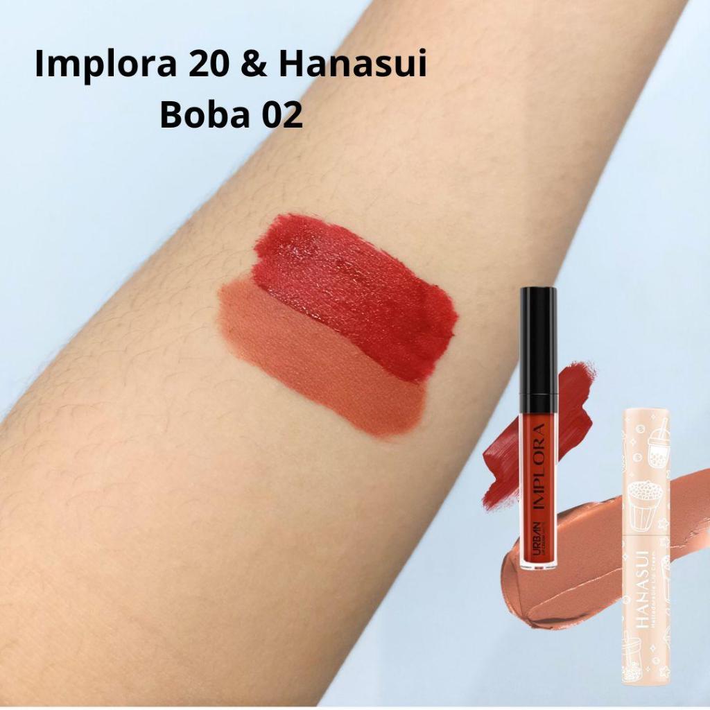 MFI - Paket Ombre Implora Lip Cream 20 Red Gala + Hanasui Boba 02 Brown Sugar