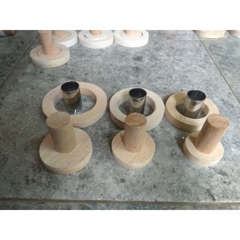 cetakan donat kayu /cetakan donat set/ pembatas adonan donat/stainless pembolong donat