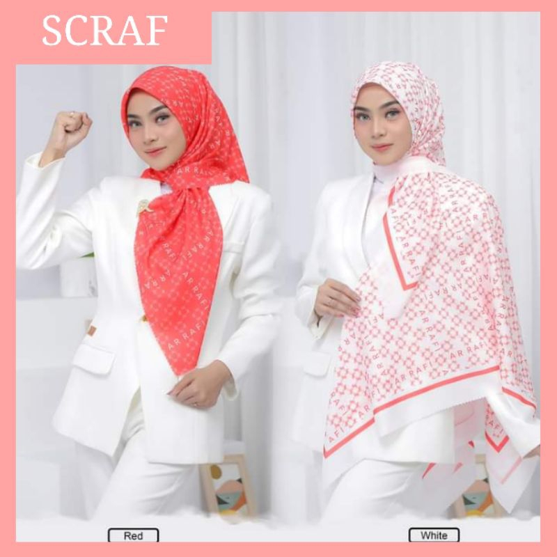 Hijab Scraf Jilbab Merah Putih Agustus | Hijab Ashika By Arrafi Scraf ORI Motif AR Voal | Segiempat 
