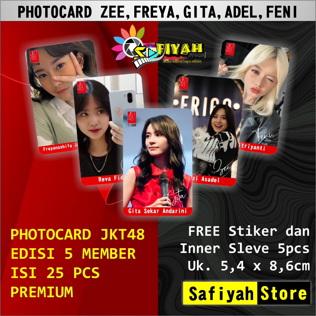Photocard JKT48 Edisi 5 Member (Adel, Feni, Freya, Gita dan Zee)  isi 25 Pcs Premium tebal 310grm sa