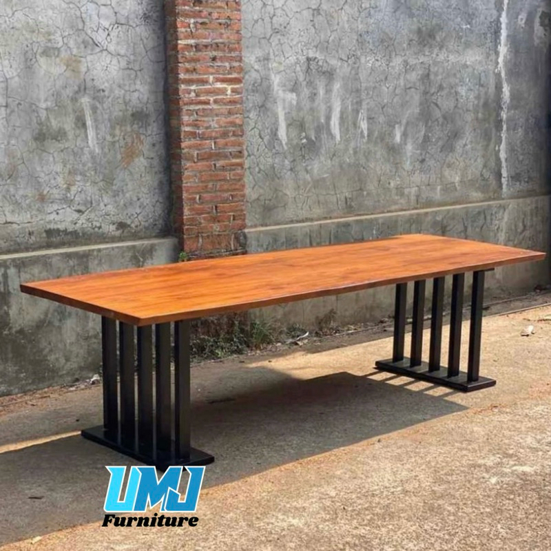 MEJA MEETING KAKI BESI | MEJA MAKAN KAKI BESI HOLLOW | MEJA PANJANG 2M LEBAR 80cm TINGGI 75cm