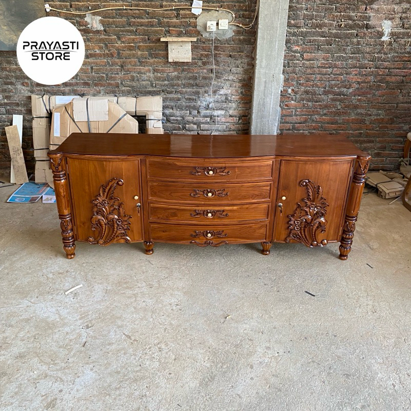 bufet tv ukir kayu jati bufet ukir clasic mewah harga termurah