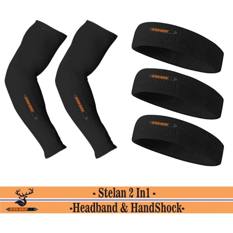 Set 2in1 HeadBand Sport+Manset Tangan Olahraga / Sleeve Sport Unisex Manset Tangan Pria Wanita