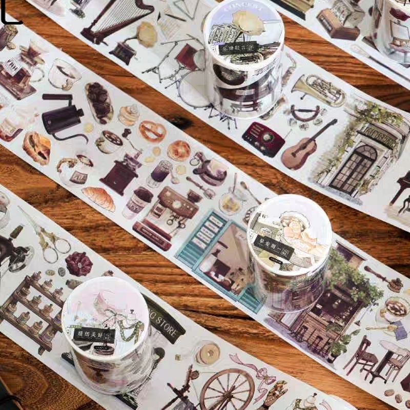 

[R01] Wasitape 2m/roll tape alat music retro dekorasi sticker journal scrapbook