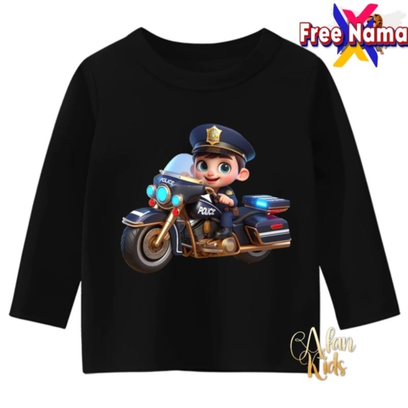 baju profesi polisi kaos anak lengan panjang