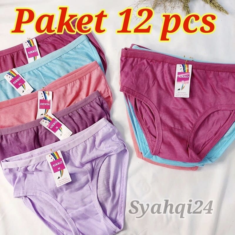 GROSIR 12 PCS CELANA DALAM WANITA POLOS | 1 LUSIN CELANA DALAM WANITA POLOS