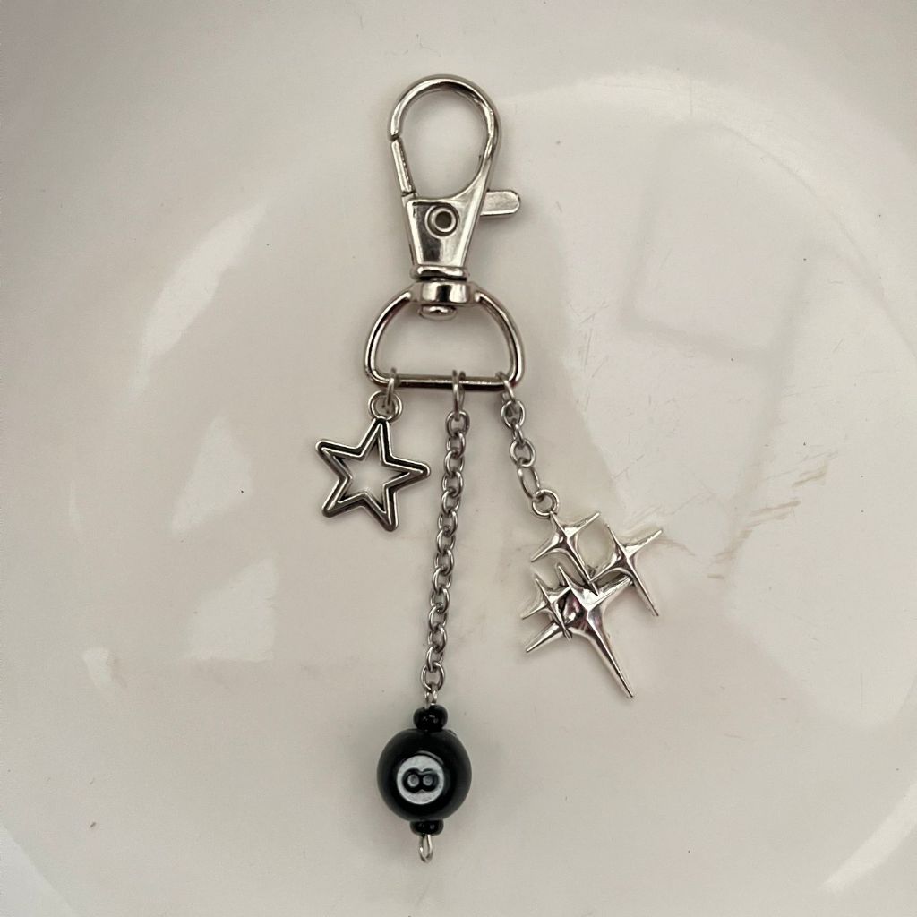 (Custom) 2 Pendants + 8 Ball Pool Carabiner Keychain | 2 Pendants + 8 Ball Pool Carabiner Gantung un