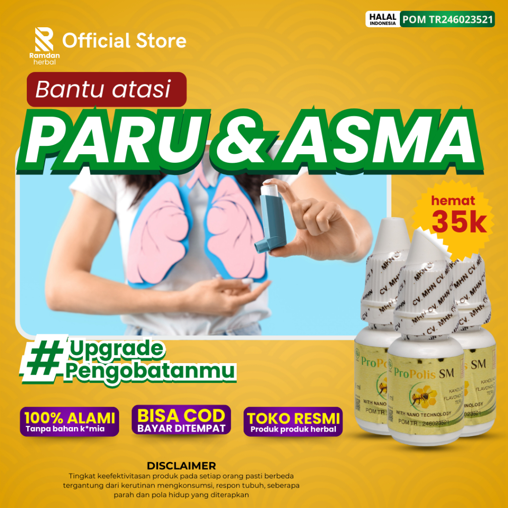 OBAT PENYAKIT PARU DAN ASMA-Tbc-Sesak Nafas-PPOK-Bronkitis-Emfisema-Radang Paru-Propolis SM