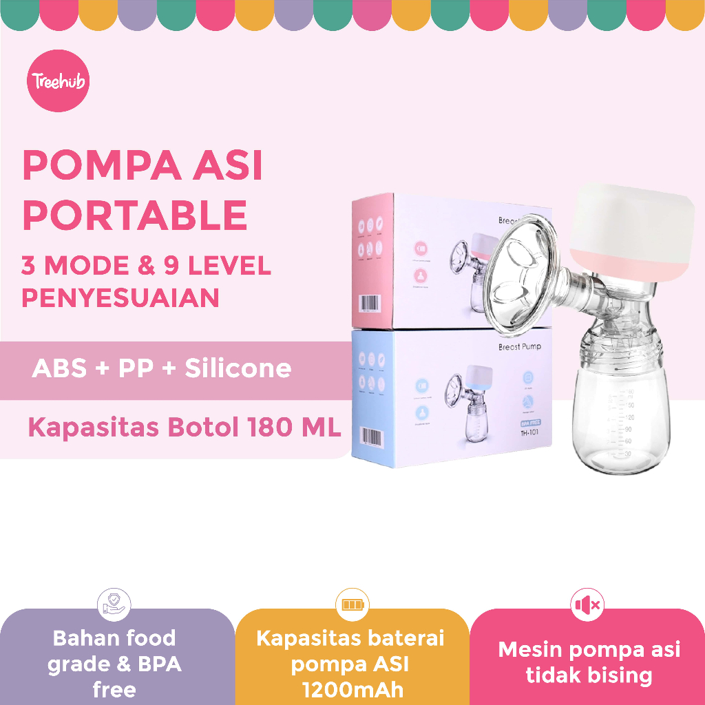 Treehub Pamping asi elektrik wireless Pompa Asi Electric Tanpa Kabel otomatis Breast Pump TH101