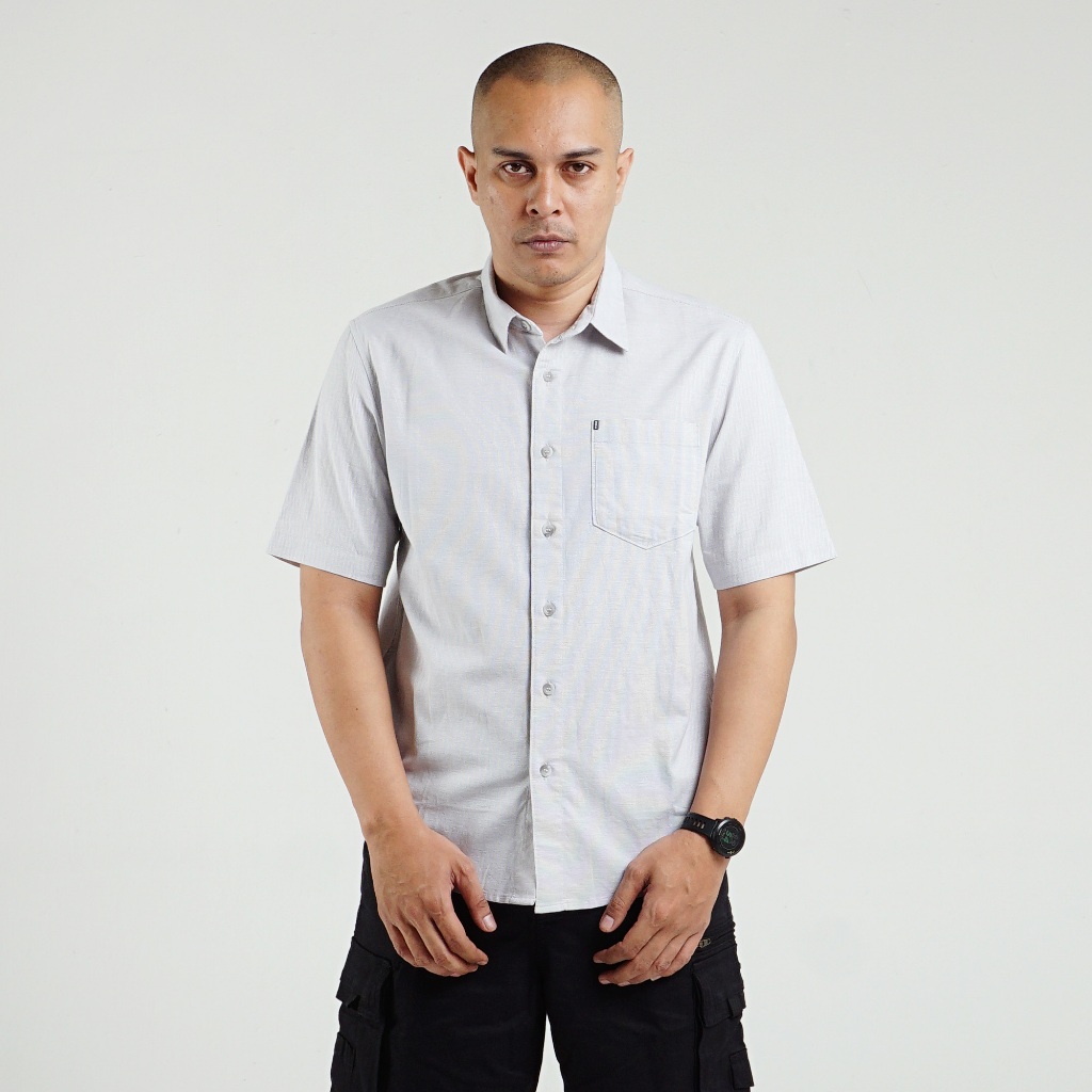 Kemeja MGEE Original - Kemeja Lengan Pendek Original MGEE Alto 145 Light Grey CKPS