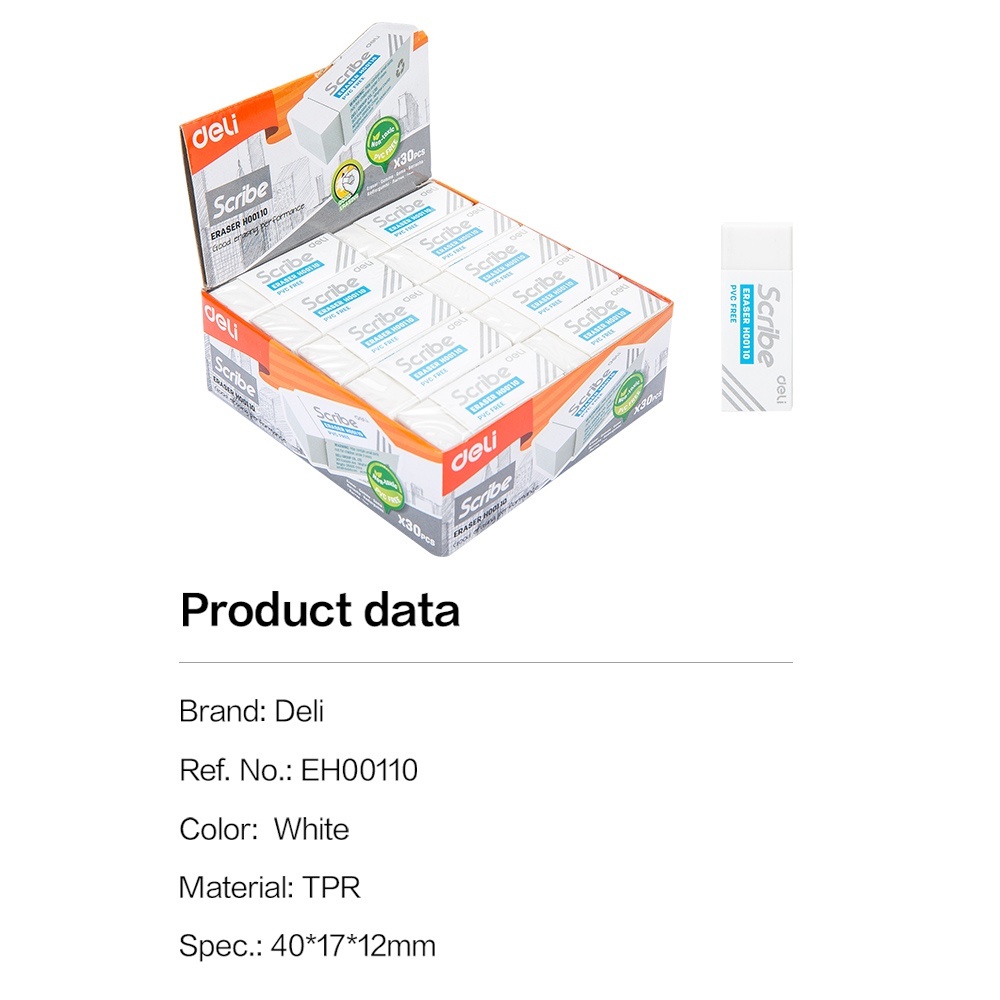 

Deli Eraser / Penghapus Pensil Putih Bebas PVC EH00110