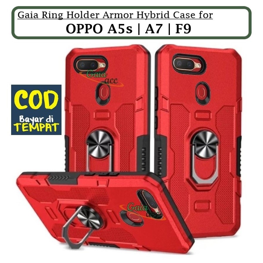 Casing Oppo F9 | A7 | A5s  Hard Case Ring Armor Robot Case Kickstand Hybrid/Ring Holder casing robot